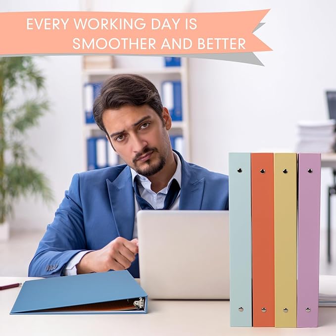 Ctosree 10 Pack Colored 3 Ring Binder with 2 Pockets Hardcover Loose Leaf Binder for Women Men Teacher Student School Office Home Supplies, Fits 11 x 8.5 Size Paper, 10 Colors(1",Bright Color)