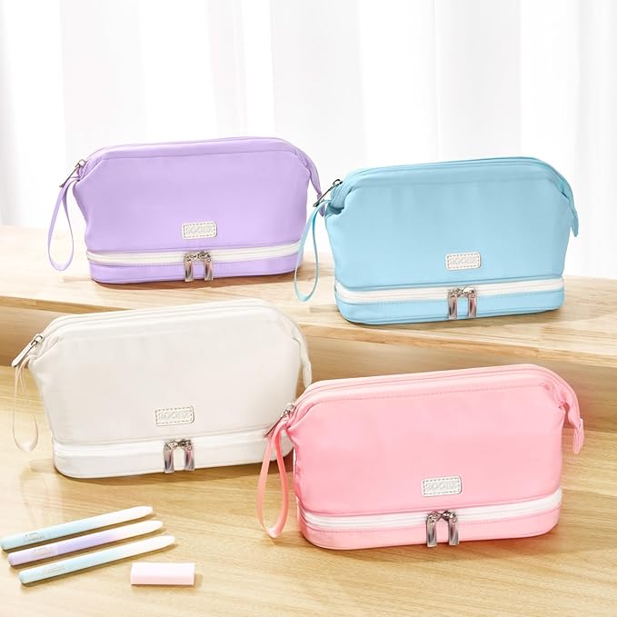 Sooez Big Pencil Case, Extra Large Pencils Pouch, Wide Opening Pen Bag Box with 6 Compartments, Store 200 Pens, Zipper Stationery Organizer, Cute Aesthetic School Supplies for Teen Girls Boys Women