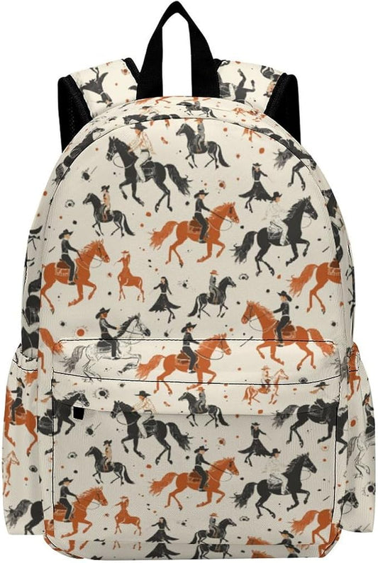 17 Inch Laptop Backpack Vintage Western Cowboy Teen Girls Boys School Backpack Bags Travel Bookbag Back Pack Outdoor Daypack for Women Men
