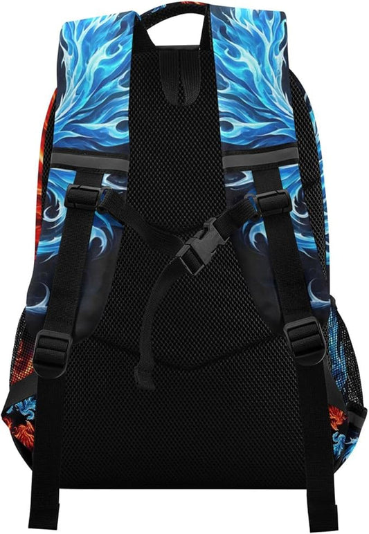 Dragon Phoenix Backpack for Boys Girls Elementary School Bag Kids Bookbag Travel Rucksack