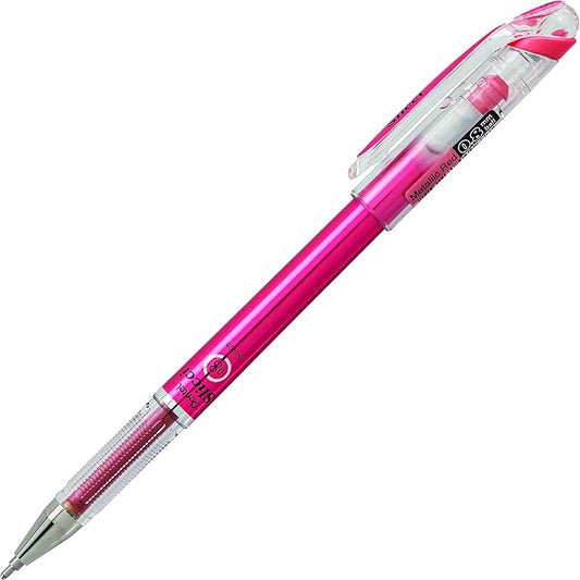 Pentel Arts Slicci Metallic 0.8 mm Needle Tip Gel Pen, Metallic Red Ink, Box of 12 (BG208-MB)