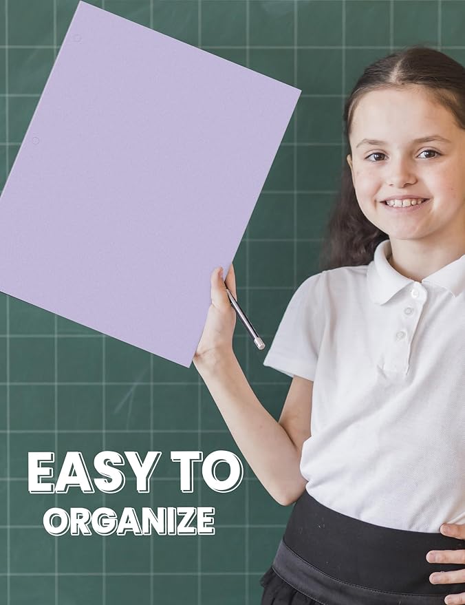 SUNEE Folders with Pockets 3 Hole Punched(50 Pack, Pastel Colors), 2 Pocket Folders Fit Letter Size Paper, Paper File Folder for School Office Home Business