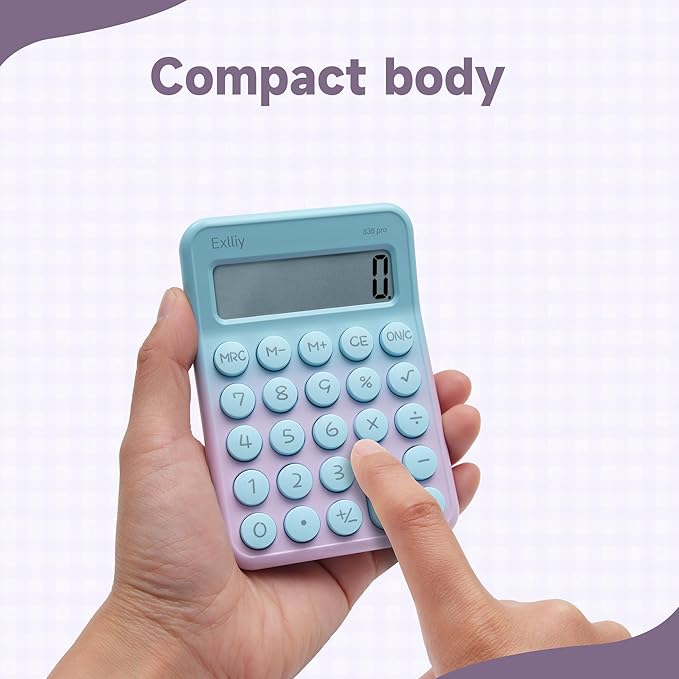 Pocket Calculator, Kids 8 Digit Small Desktop, LCD Display, Cute & Aesthetic Mini Calculator (Gradient Purple, S 1 Pcs)