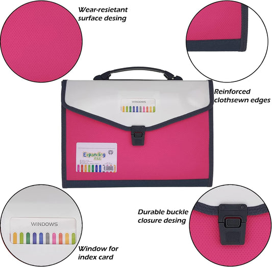 Expanding Accordion File Folder with Labels, 13 Pocket Document Organizer, Letter A4 Size, 1 Pack