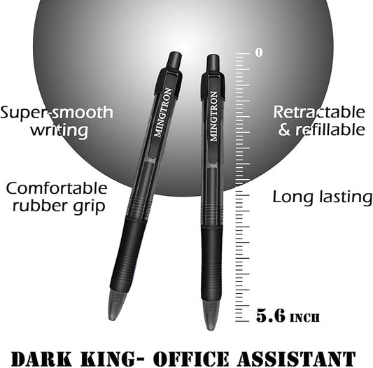 Gel Pens, 50 Pack Black Pens Fine Point, No Smear Ink Pens for Left Hand, Click Pens Bulk, Retractable Rollerball Pens for Smooth Writing, 0.5MM, Black Ink