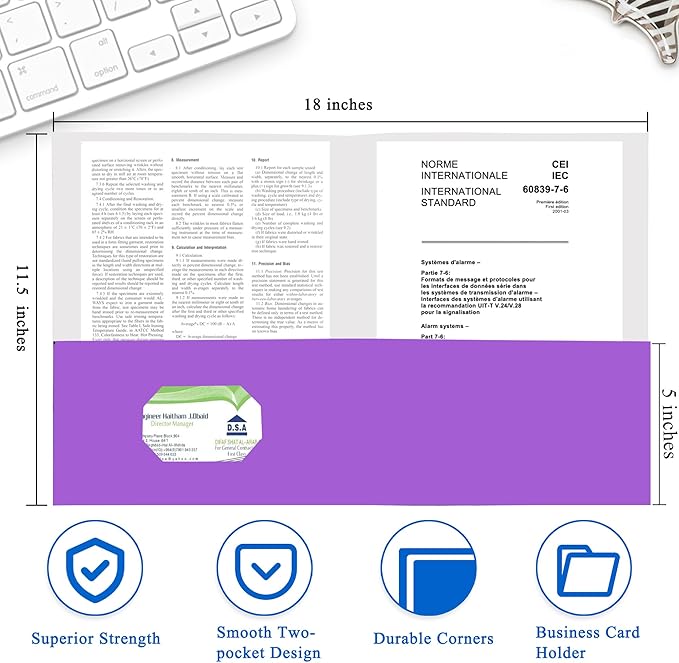 Zzrywuty 100 Packs Paper Folders with Pockets for Students,Businessmen and Office Workers,Letter Size,Two Pocket Folders with Card Slot for Office,Business,School Supplies (Purple)