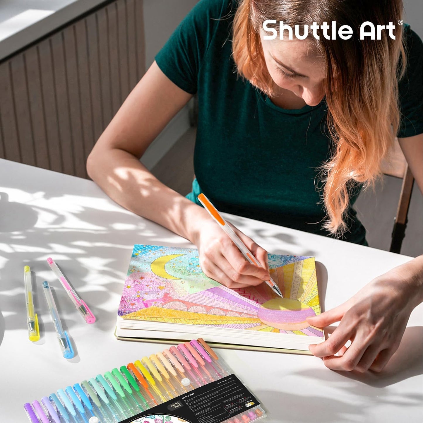 Shuttle Art Pastel Gel Pens, 24 Pastel Milky Colors Gel Pen for Black Paper, Adults Coloring Books Drawing Doodling Crafts Scrapbooking Journaling