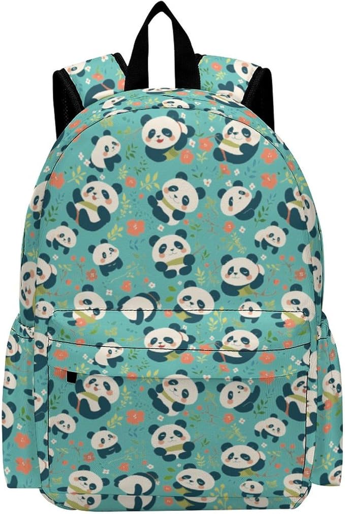 17 Inch Laptop Backpack Cartoon Panda Flowers Cute Teen Girls Boys School Backpack Bags Travel Bookbag Back Pack Outdoor Daypack for Women Men