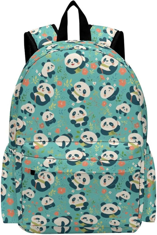 17 Inch Laptop Backpack Cartoon Panda Flowers Cute Teen Girls Boys School Backpack Bags Travel Bookbag Back Pack Outdoor Daypack for Women Men