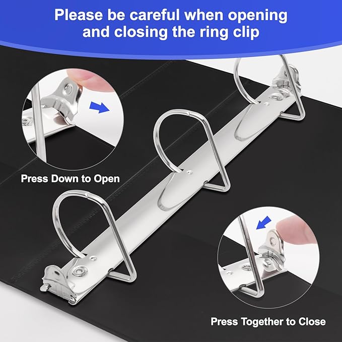 Comix Sturdy 2 Inch D-Ring Binders, 2'' 3 Ring Binder with Clear View Cover, Holds 500 Sheets of 8.5" x 11" Paper, 6 Pack (Black)