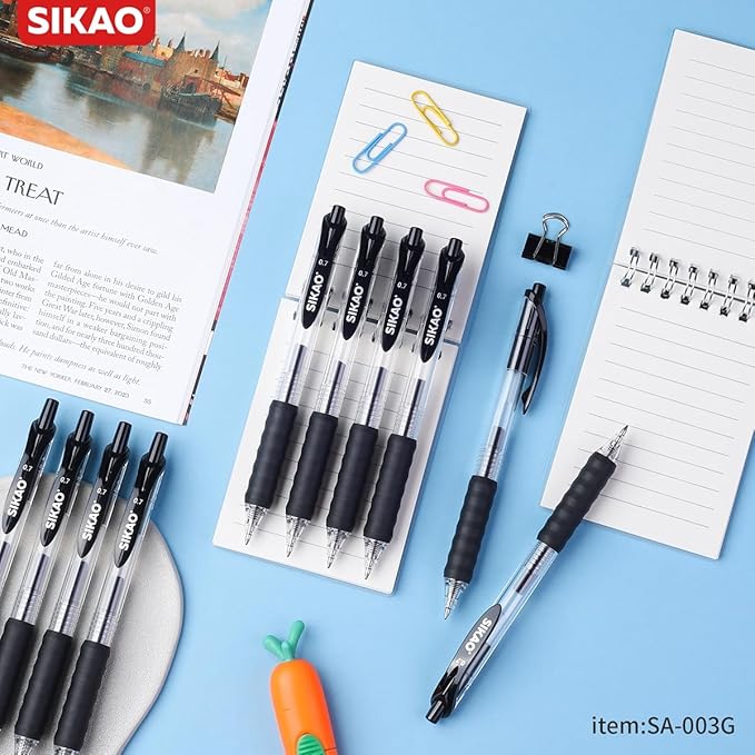 Black Gel Pens Bulk 30 Pack Black Pens Fine Point Smooth Writing No Smudge, CLOUD TOUCH Grip 0.7mm Gel Ink, Retractable Rollerball Click Pens for Server Office School, Lapiceros (BLACK)