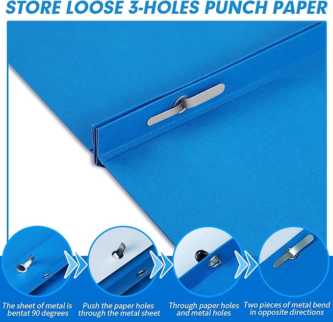 Two Pocket Folders, RAZCC 50 Pack Two Pocket Folders with Prongs, 3 Prong Folders Fit Letter Size Paper, Pocket Paper File Folders for School Office Home Business, Assorted 5 Colors