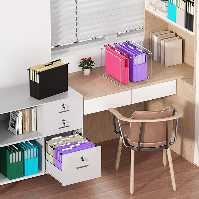 Plastic Extra Capacity Hanging File Folders,6 Pack Heavy Duty 4" Expanding Pocket with Movable Dividers,Large Hanging Folders,Letter Size Filing Cabinet,Adjustable Tabs,for Bulky Files,Colorful