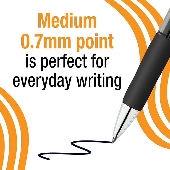 BIC Gelocity Pro Retractable Gel Pen with 0.7 mm Medium Point, 12-Count in Black Ink for Smooth Writing