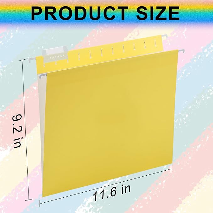 Hanging File Folders,6 Pack Yellow Letter Size Hanging File Folders with 1/5-Cut Tabs,Ideal for Home and Office Organization and Papers Classification