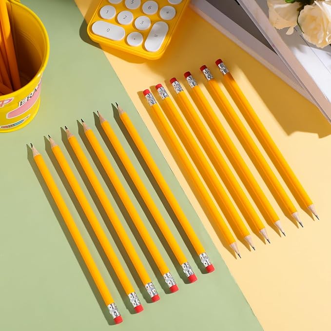 72pcs Back to School Supplies for Kids 12 Pack #2 Presharpened Pencils Bulk in Tube with Sharpener and Eraser HB Yellow Wood-cased Pencils Gifts for Student Classroom Prize Party Favor