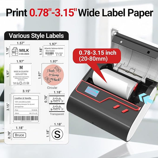 ORGBRO Z3 Label Maker Machine with Tape, 3 Inch Bluetooth Thermal Label Printer, Portable Sticker Printer for Small Business, Office, Home Organization, Barcode, Address, Compatible with Phones & PC