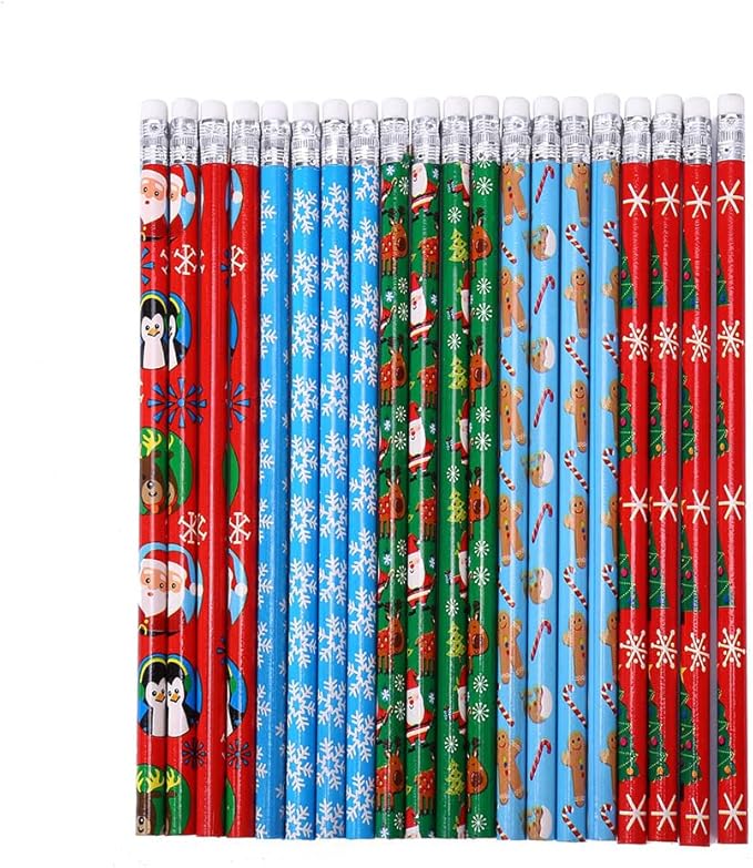 Zuazaor 200 Piece Christmas Pencils Student Mixed-color Cute Wooden Pencils in Bulk Pencils with Eraser Wood Graphite Pencil for Kids Girls Boys (Christmas Day)