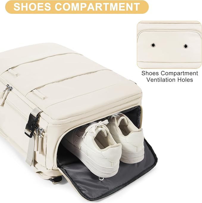 coofay Large Travel Backpack Carry on Flight Approved Mochila De Viaje Personal Item Backpack for Airlines Frontier Airlines Personal Item Bag Large Backpack for Travel Backpacks for Men Women Beige