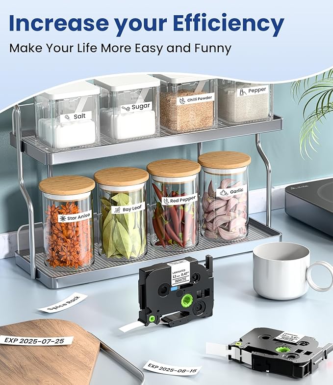 4-Pack Compatible for Brother Label Maker Tape TZe-231 TZ-231 for P Touch Label Tape 12mm 0.47 White TZ, Work for Ptouch PT-D210 PT-H110 PT-D600 PT-D220 PT-D410 1280 1290,Black on White Tape 8m 26.2ft