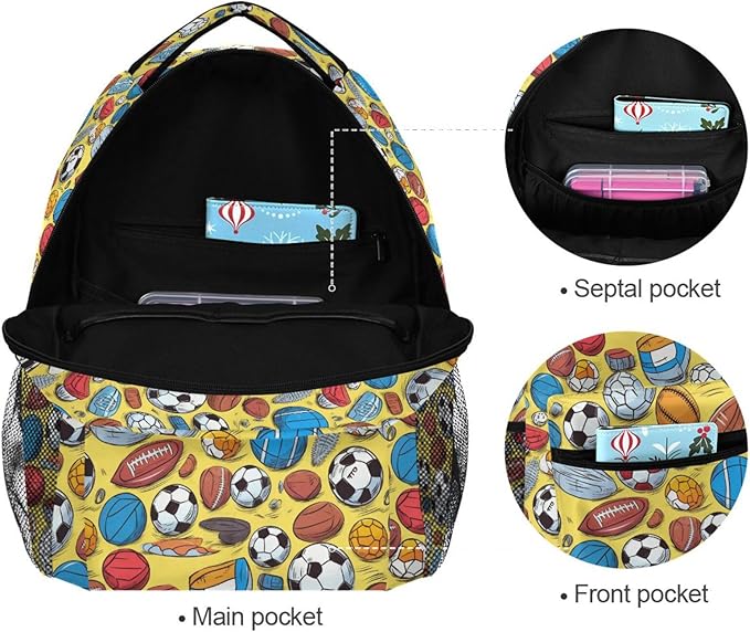 Football Backpack for School Student Laptop Travel School Bag for Boys Girls Daypack