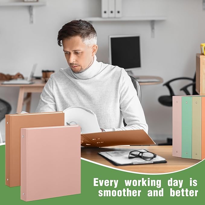 Ctosree 10 Pack Colored 3 Ring Binder with 2 Pockets Hardcover Loose Leaf Binder for Women Men Teacher Student School Office Home Supplies, Fits 11 x 8.5 Size Paper, 10 Colors(1.5",Simple Color)