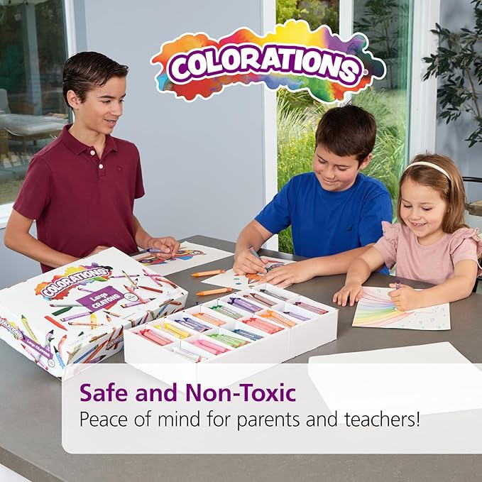 Colorations Large Crayon Classroom Pack, 400 Count, 16 Colors, Non-Toxic, Kids School Supplies - Bulk Jumbo Crayons for Toddlers, Arts and Crafts