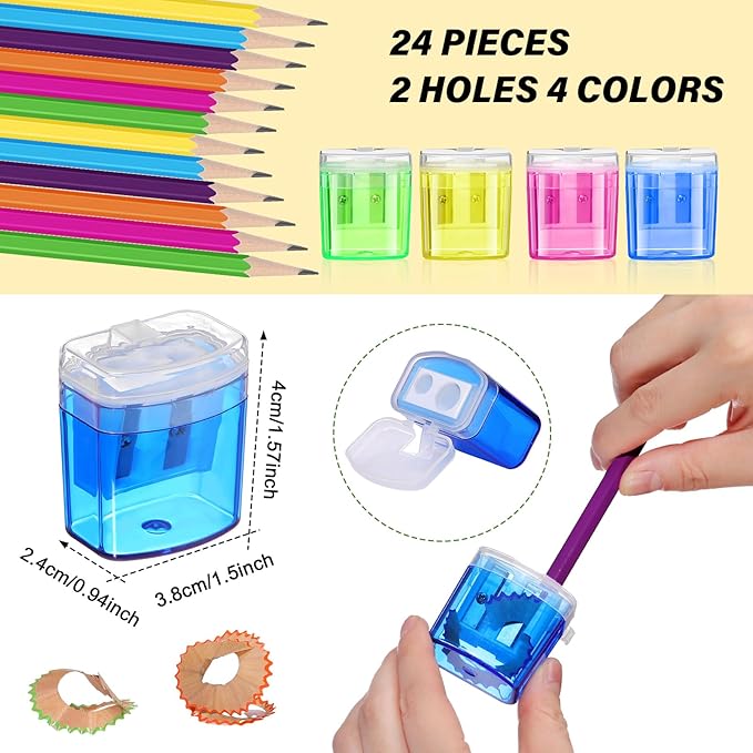 Yeaqee 120 Pcs #2 HB Pencils with 12 Pcs Pencil Sharpener Set, Number 2 Unsharpened Pencils with Eraser Bulk Colored Manual Pencil Sharpener for Kid Party Favor School Essential Supplies Kit