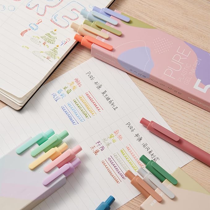 Kaco PURE Colored Gel Pens, 30 Pieces Assorted Color Ink 0.5 mm Fine Point Aesthetic Pens for Journaling Cute Stationery Office Supplies (30 Color Ink Assorted)