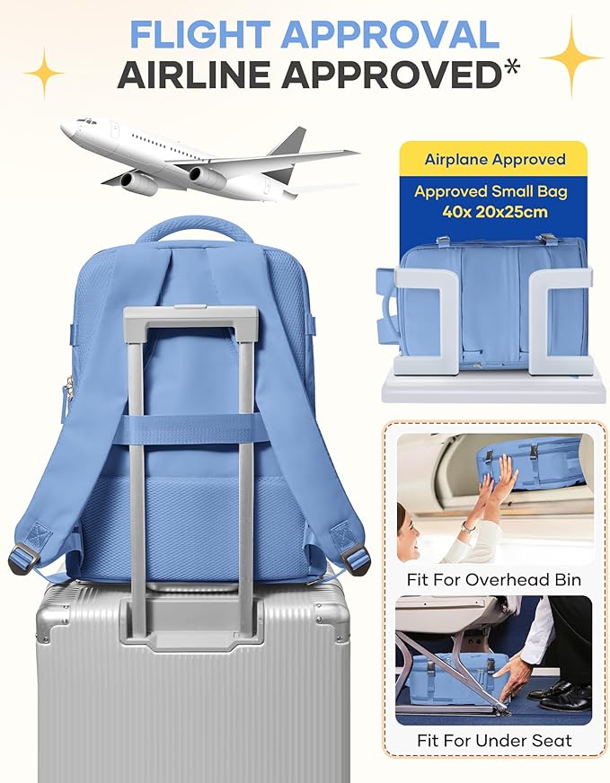 Travel Backpack for Women Airline Approved Carry on Backpack for Airplanes Mochila De Viaje Personal Item Travel Bag Spirit Airlines Personal Item Bag 18x14x8 Backpack for Traveling on Airplane