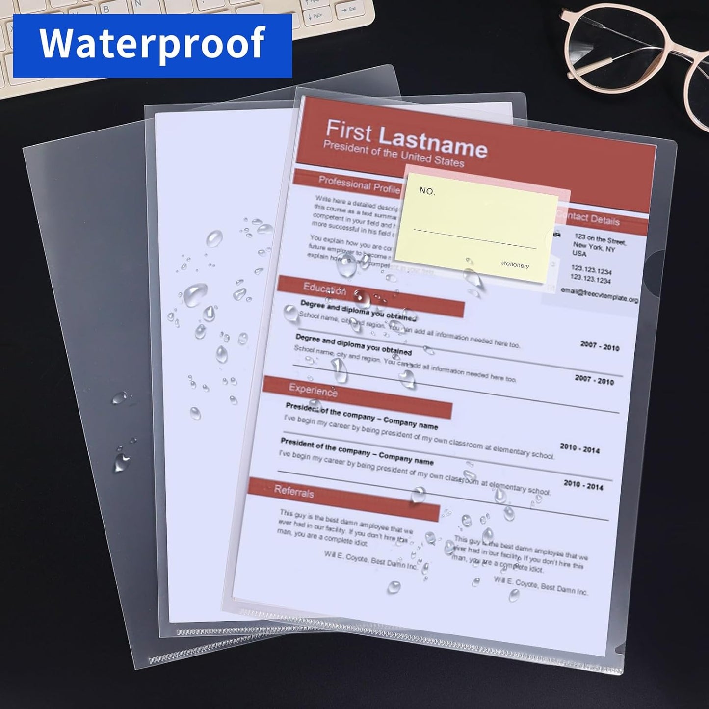 40PCS Plastic Clear Document Folders,with Label Bag,L-Type Transparent Folder Project Pockets for A4/ Letter Size,18C (1.8mm) Thick