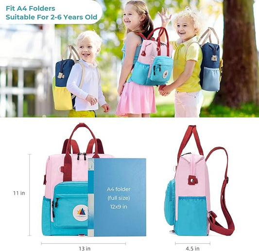 CLUCI Toddler Backpack, Multi Color, Unisex, 11 x 4.5 x 13 Inch, 1 Liter, Preschool Kindergarten School & Travel Backpack