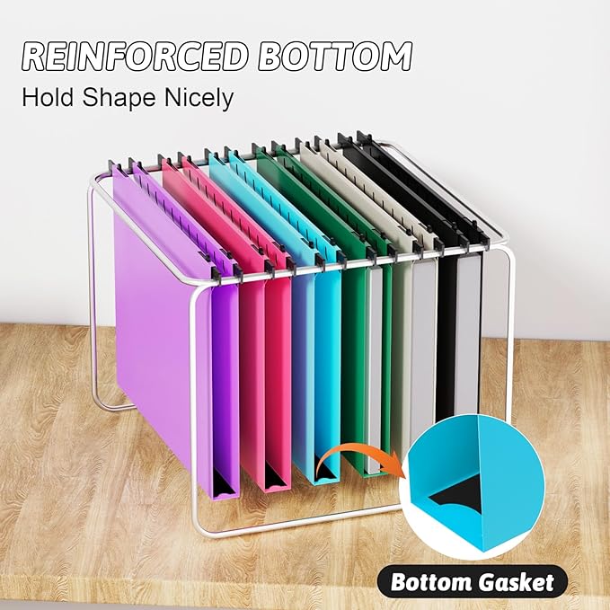 Plastic Hanging File Folders Letter Size,Heavy Duty 1 Inch Expansion,12 Pack Reinforced Extra Capacity Hanging Folders with Tabs,Durable File Cabinet Folders for Office School Home,Colorful