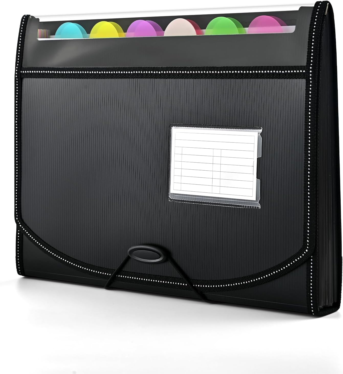12-Pocket-Expanding File-Folder,Accordion-File-Organizer, A4/US Letter Size Paper Receipt Organizer Accordian Filing Folders (Black-C-12 Pockets)