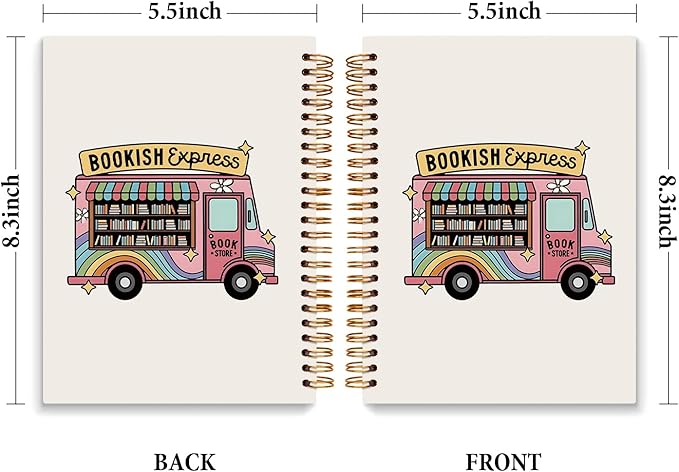 JXREQ Trendy Bookstore Notebook, Bookish Gifts Journal Notebook, Reading Journal for Book Lovers, Gifts for Readers Books Lovers Women, Bookish Express Spiral Notebooks 5.5x8.3