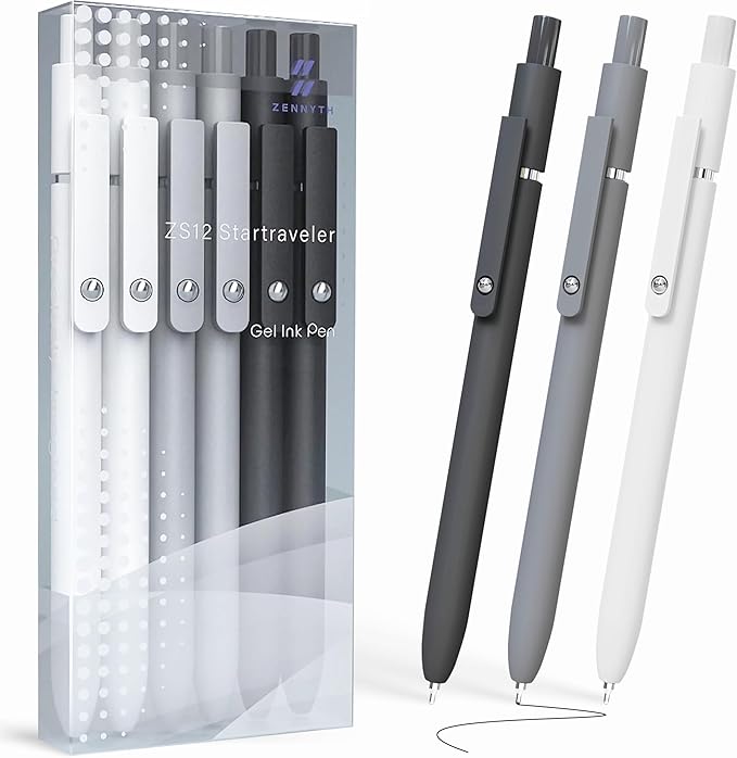 KALARA Aesthetic Gel Ink Pens, 0.5mm Fine Point for Smooth Writing, 6 Pens, No Smear & Bleed Quick Dry, Retractable, Ideal for Journaling and Note-Taking, Stylish Office and School Supplies