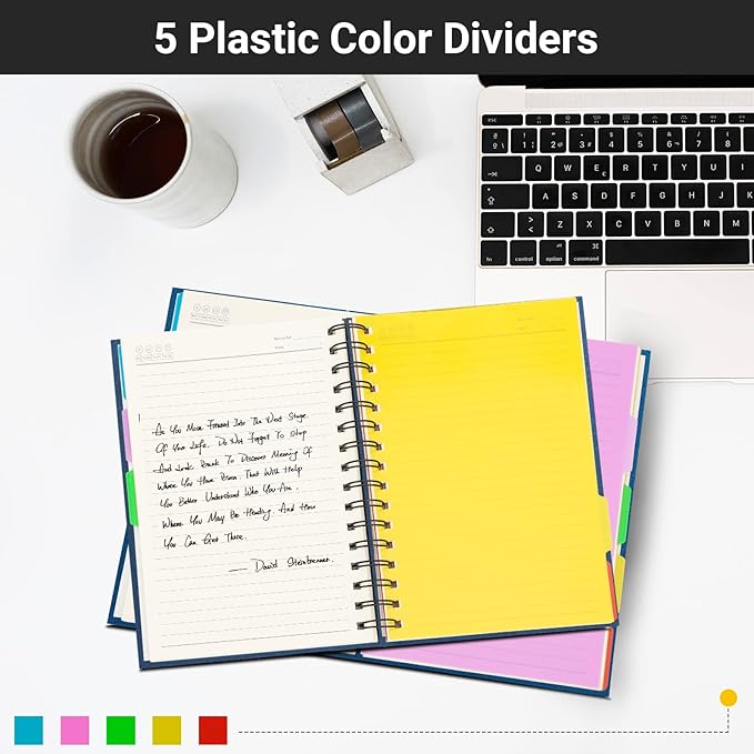 EUSOAR 5 Subject Notebook, 1pcs A4 11" x8-1/2 Spiral College Ruled Writing Pad, 100GSM 120Sheets/ 240Pages of Lined Paper, Thick Hardcover, for Journal Students, Office and Business, Royal Blue