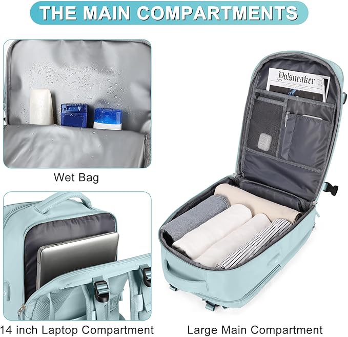 Personal Item Travel Backpack For Women Men Airline Approved Carry On Backpack Flight Approved Waterproof Sports Luggage Backpack Casual Daypack Small Hiking Backpack