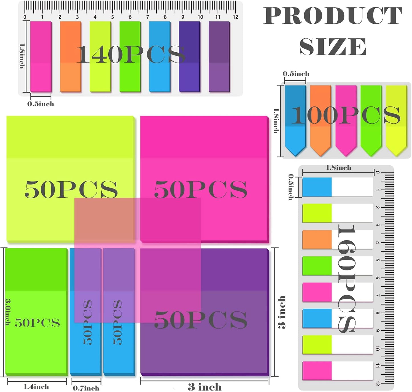 BAYTORY 700 Sheets Transparent Sticky Notes, Clear Bright Waterproof 3 x 3 inch See Through Memo Pad, Self-Adhesive Translucent Writable Index Tabs for Annotating Book, Office & School Study Supplies