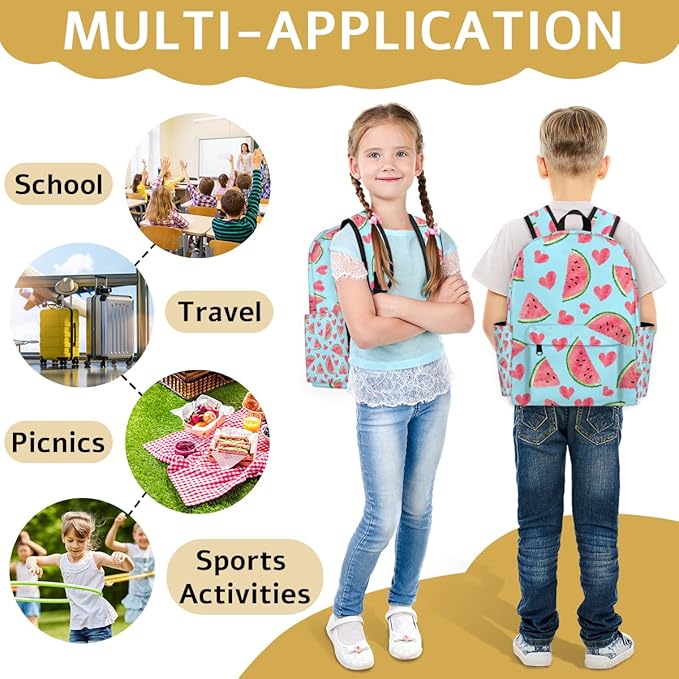 Beach Watermelon Kids Backpack for Boys Girls Summer Fruit Preschool Toddler Backpack Kindergarten Nursery Bookbag Travel Children Lightweight School Bag