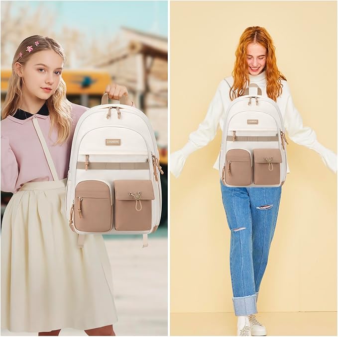 School Laptop Backpack for Girls Boys: Casual Middle High School Backpacks 15.6 Inch College Bookbag with USB Charging Port Waterproof Travel Back Pack Cute Work Book Bag for Teens Students Women Men