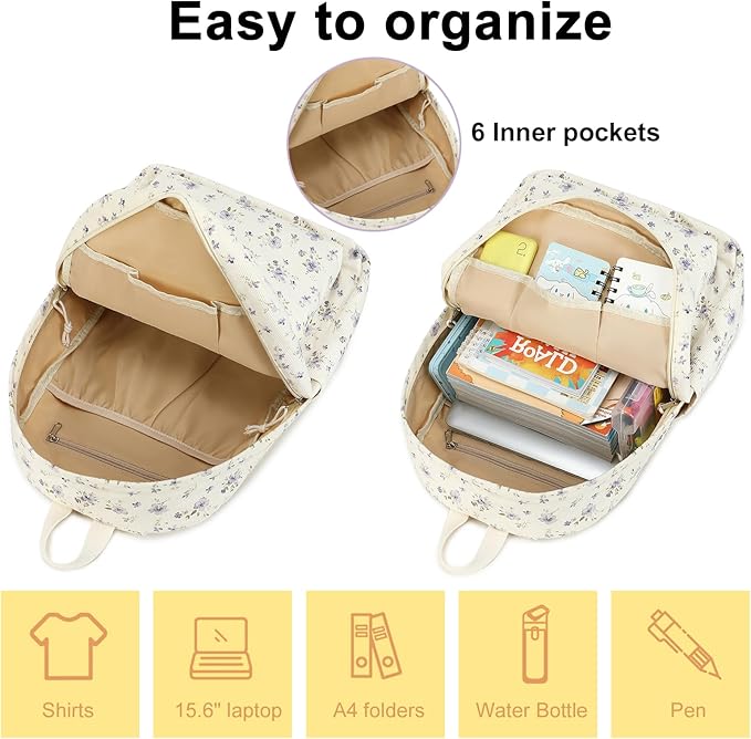 School Backpack for Teens Large Corduroy Bookbag Lightweight 15.6 inch Laptop Bag for Girls Women Casual High School College