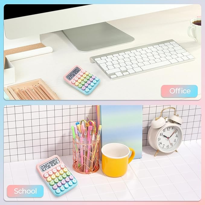 M&G Mechanical Switch Calculator, 12 Digit Basic Desk Calculator, Large LCD Display and Big Buttons, Cute Desktop Calculators Gift for Children Students Teacher