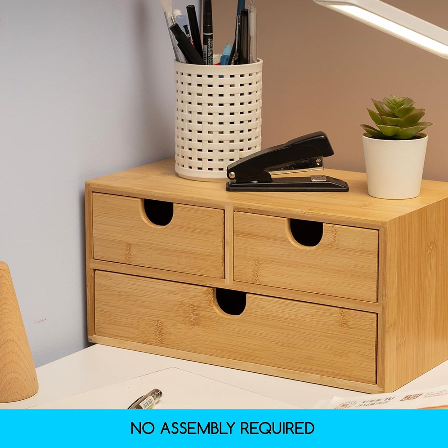 MEEDEN Bamboo Desk Organizer with Drawers: Desktop Storage Drawer Container - Tabletop Storage Organization Box for Office Home Toiletries Supplies