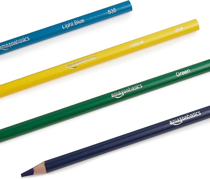 Amazon Basics Colored Pencils for Coloring and Drawing, Premium, Soft Core, Back to School Supplies, 72 Count (Pack of 1), Multicolor