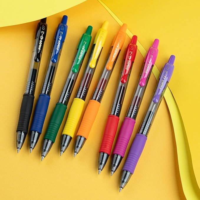 PILOT, G2 Premium Gel Roller Pens, G2 Rainbow Colors Pack, 8 Pack Pouch, Fine Point 0.7 mm, Assorted