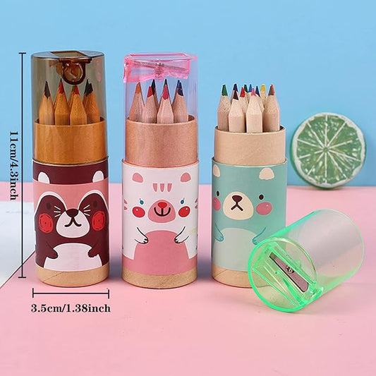 8 Packs Mini Colored Pencils with Sharpener in Tube Portable Drawing Art Cartoon Pencils for 3 Years and Up Kids Adults Writing Sketching Painting,12 Colors in Tube