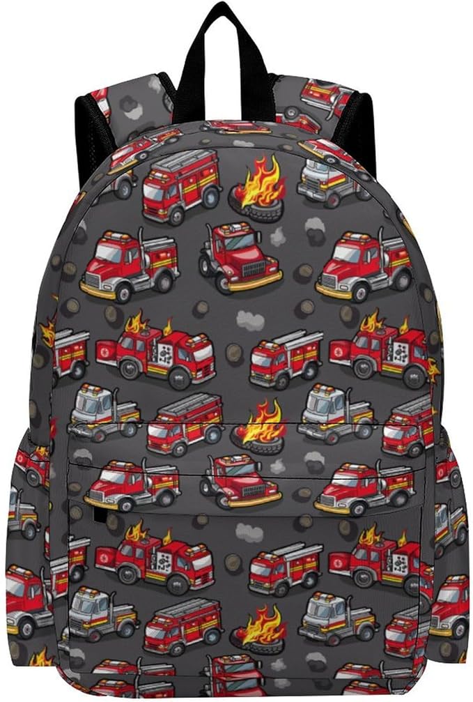 17 Inch Laptop Backpack Cartoon Fire Fighting Trucks Teen Girls Boys School Backpack Bags Travel Bookbag Back Pack Outdoor Daypack for Women Men