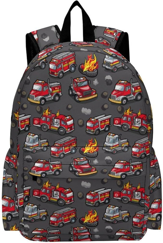 17 Inch Laptop Backpack Cartoon Fire Fighting Trucks Teen Girls Boys School Backpack Bags Travel Bookbag Back Pack Outdoor Daypack for Women Men