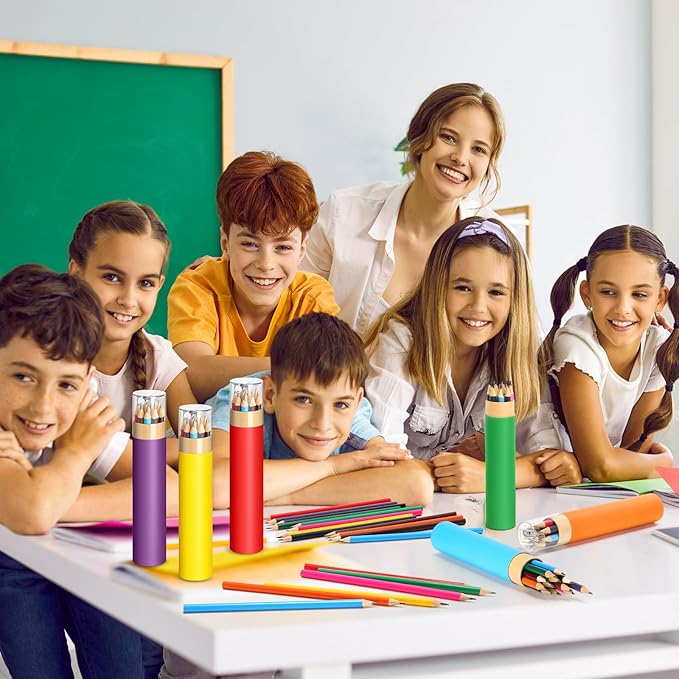 48 Pack 576pcs #2 HB Pencils Bulk in Tube with Sharpener Assorted Colors Wood-cased Pre-sharpened Pencils for Kids Student Back to School Supplies Classroom Prize Party Favor Gifts (6 Color)